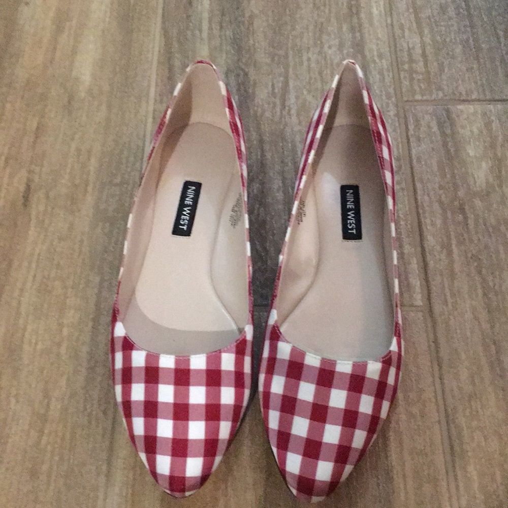Nine West Red gingham ballet flats